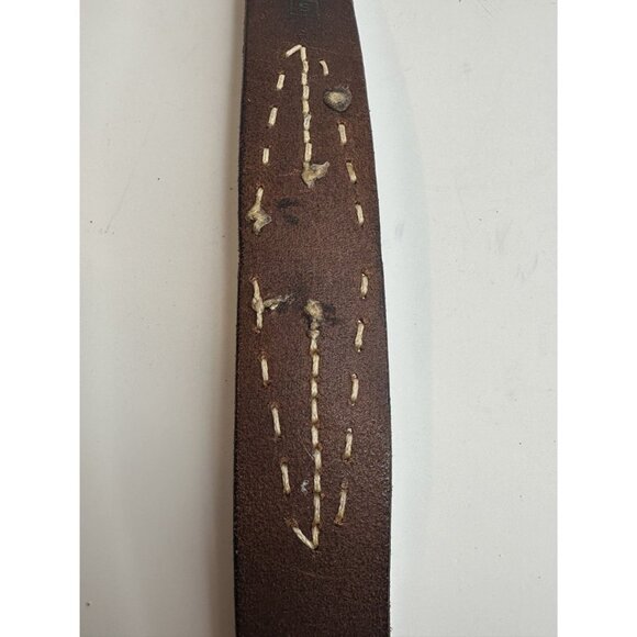 Vintage Brown Leather Belt With Embroidered Arrows & Silver Buckle Size S - Picture 6 of 12
